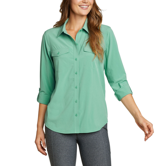 Camisa Mujer Eddie Bauer Departure 2.0 Verde | Outdoor Adventure Colombia